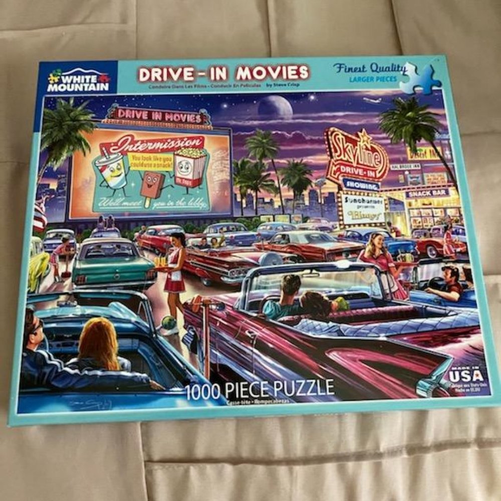White Mountain Puzzle 1000 piece "Drive-In-Movies"